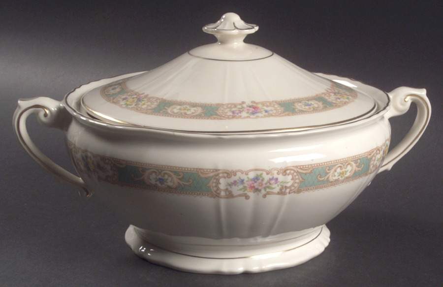 Raleigh Green Round Covered Vegetable by Syracuse-1