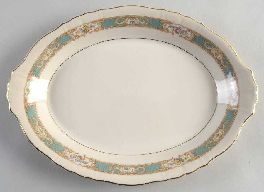 Raleigh Green 14" Oval Serving Platter by Syracuse-1