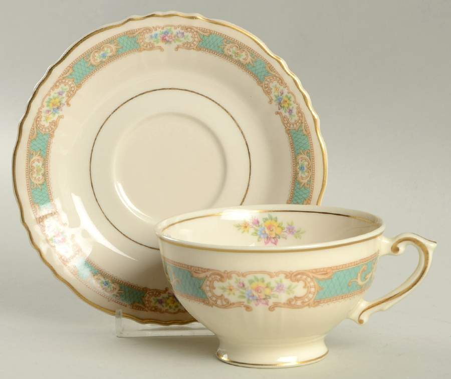 Raleigh Green Footed Cup & Saucer Set by Syracuse-1