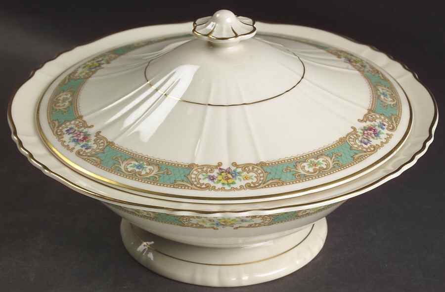 Raleigh Green Round Covered Vegetable by Syracuse-1
