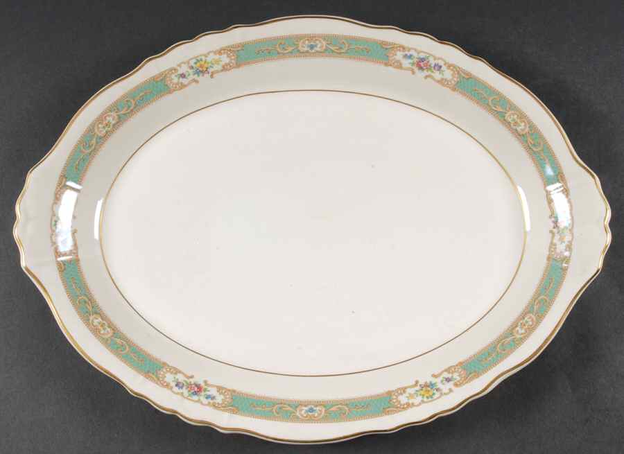 Raleigh Green 16" Oval Serving Platter by Syracuse-1