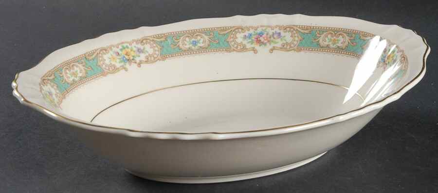 Raleigh Green 9" Oval Vegetable Bowl by Syracuse-1