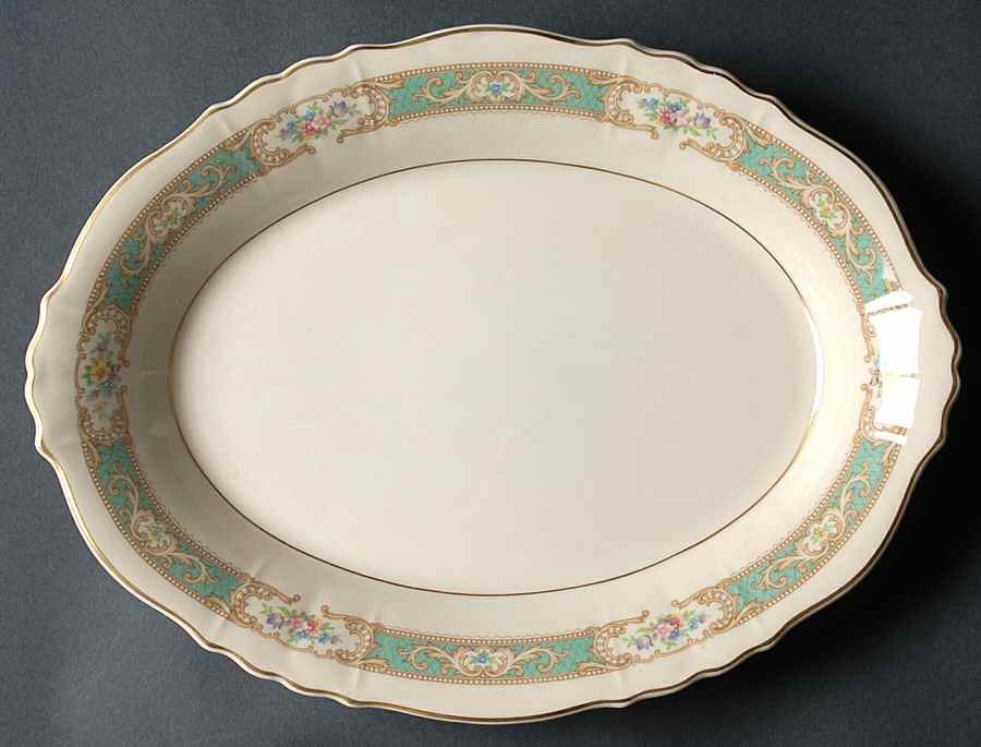 Raleigh Green 12" Oval Serving Platter by Syracuse-1