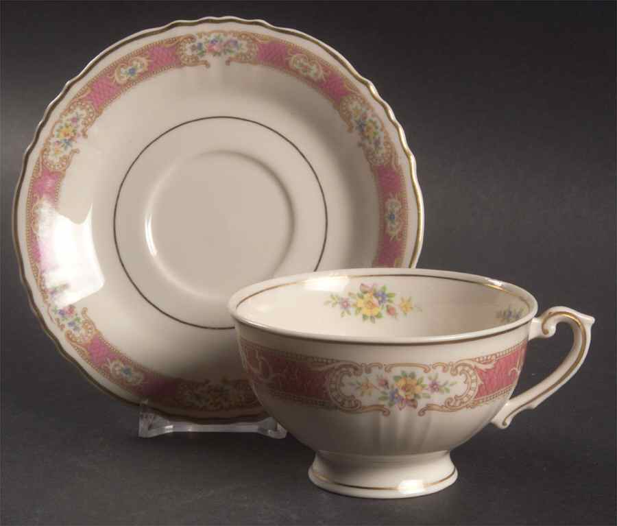 Raleigh Pink Footed Cup & Saucer Set by Syracuse-1