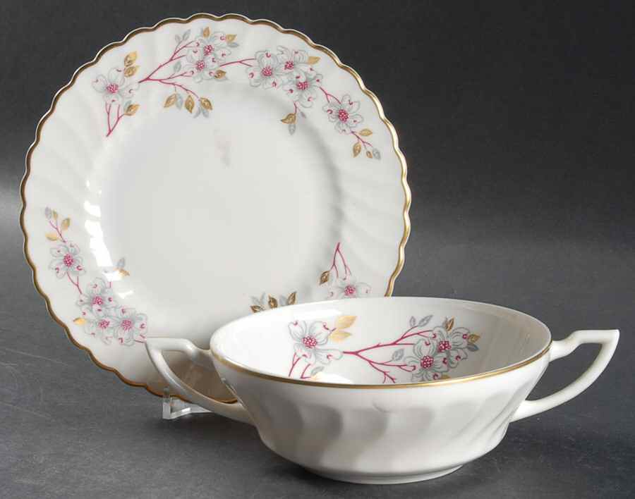 Rhapsody Flat Cream Soup Bowl & Saucer Set by Syracuse-1