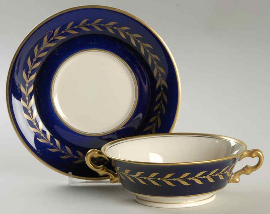 Richelieu Footed Cream Soup Bowl & Saucer Set by Syracuse-1