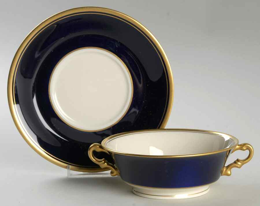 Royal Court Footed Cream Soup Bowl & Saucer Set by Syracuse-1