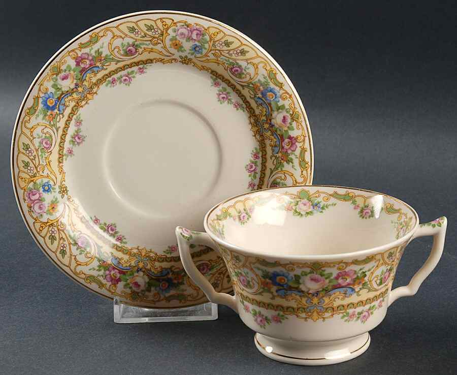 Rose Marie Footed Bouillon Cup & Saucer by Syracuse-1