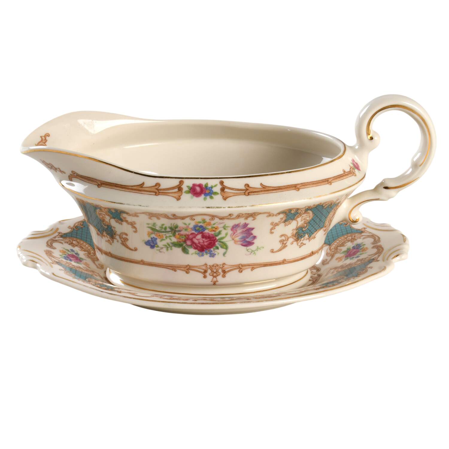 Romance Green Gravy Boat & Underplate by Syracuse-1