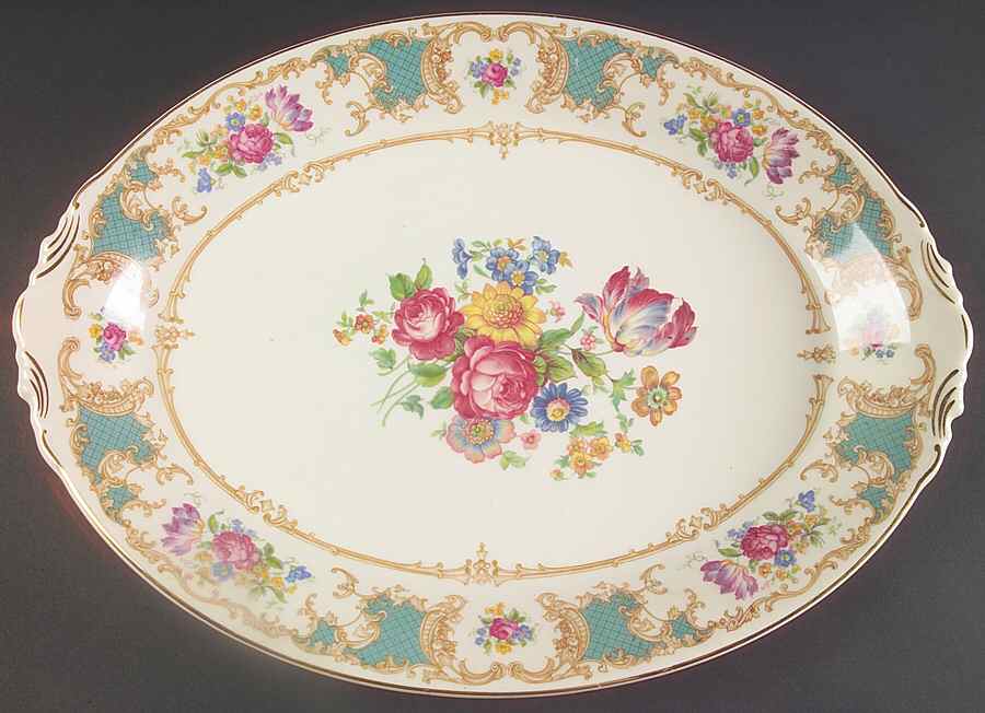Romance Green 16" Oval Serving Platter by Syracuse-1
