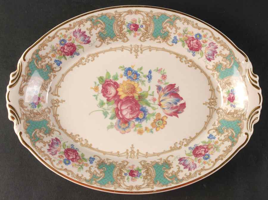 Romance Green 12" Oval Serving Platter by Syracuse-1