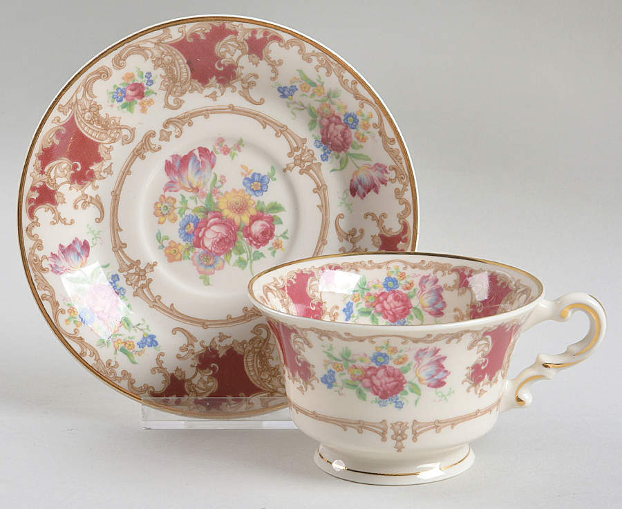 Romance Maroon Footed Cup & Saucer Set by Syracuse-1