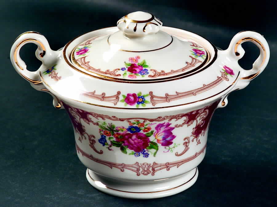 Romance Maroon Sugar Bowl & Lid by Syracuse-1