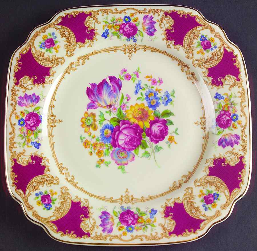 Romance Maroon Square Salad Plate by Syracuse-1