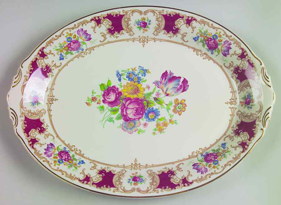 Romance Maroon 16" Oval Serving Platter by Syracuse-1