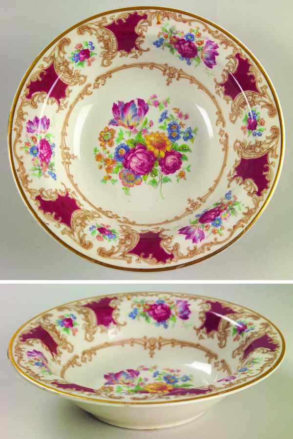 Romance Maroon Rim Cereal Bowl by Syracuse-1