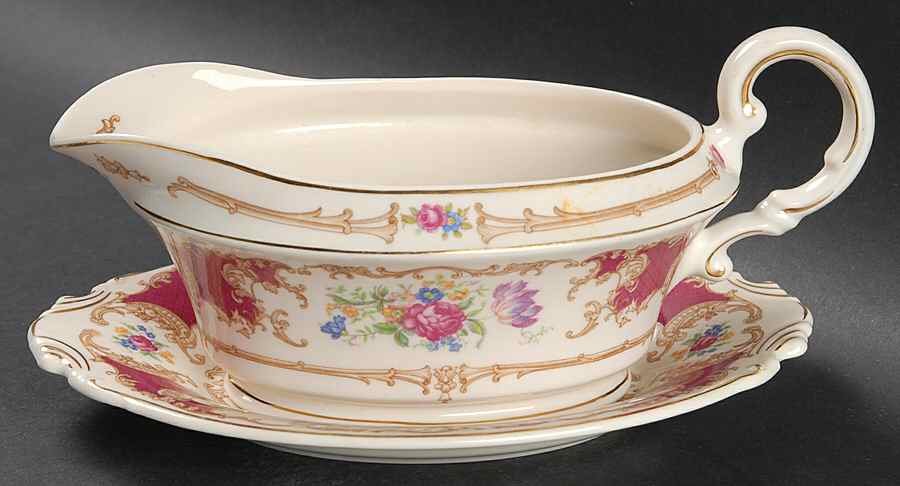 Romance Maroon Gravy Boat & Underplate by Syracuse-1