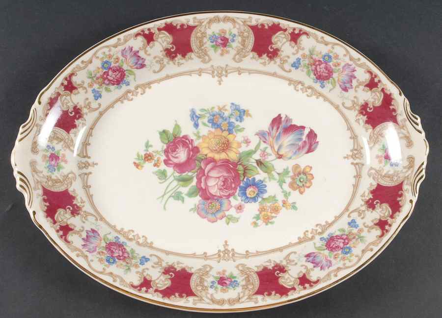 Romance Maroon 13" Oval Serving Platter by Syracuse-1
