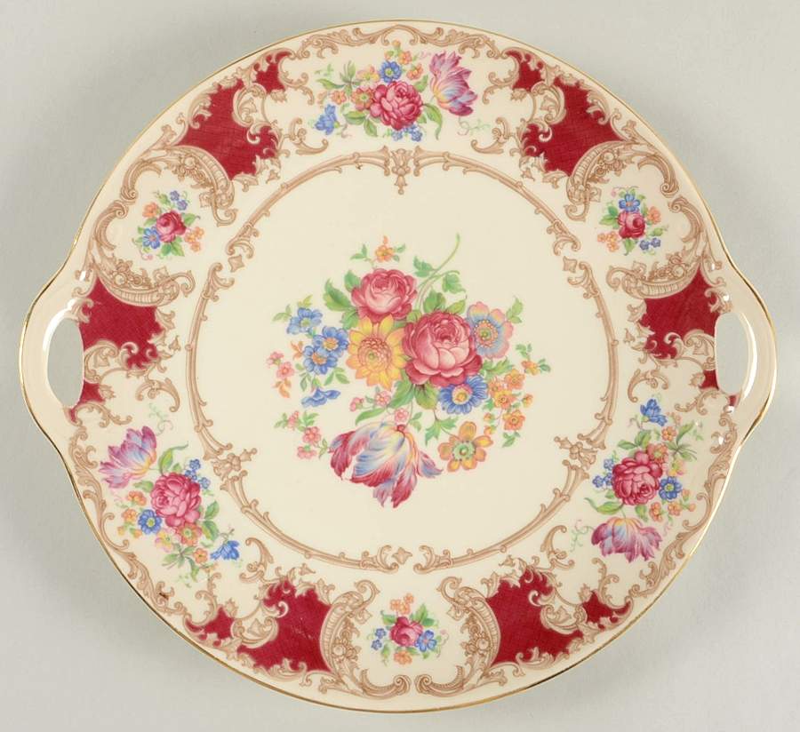 Romance Maroon Handled Cake Plate by Syracuse-1