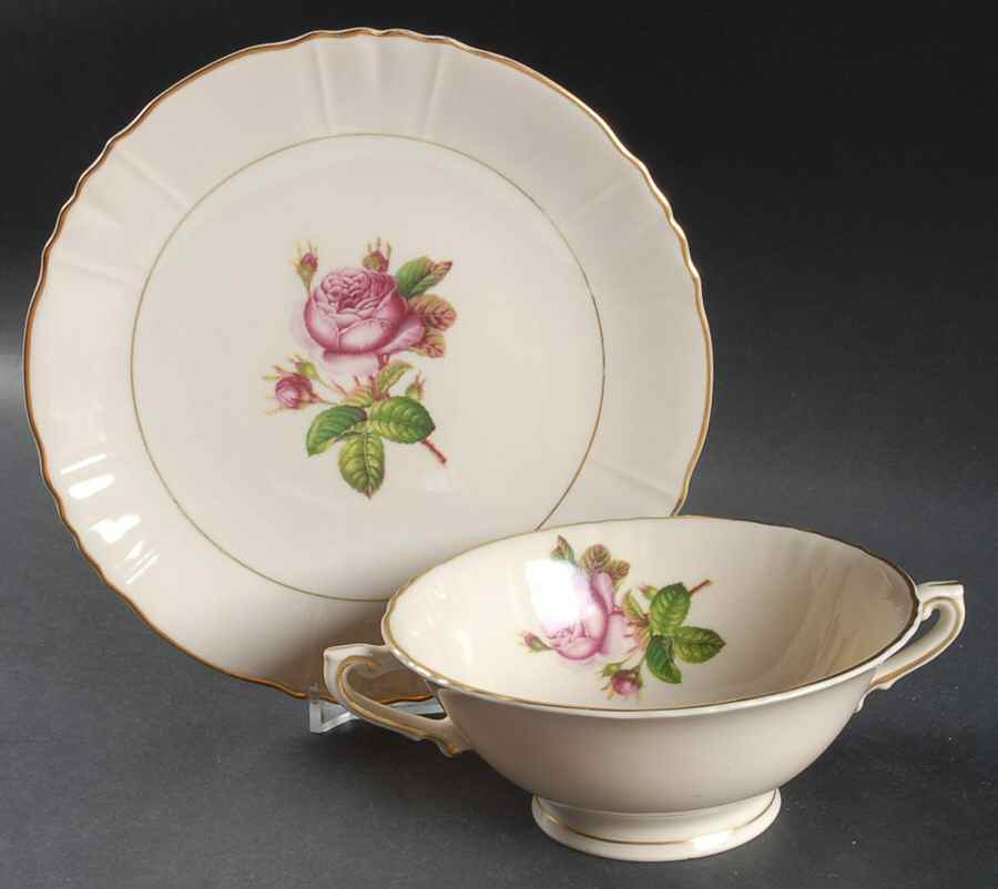 Rosalie Footed Cream Soup Bowl & Saucer Set by Syracuse-1