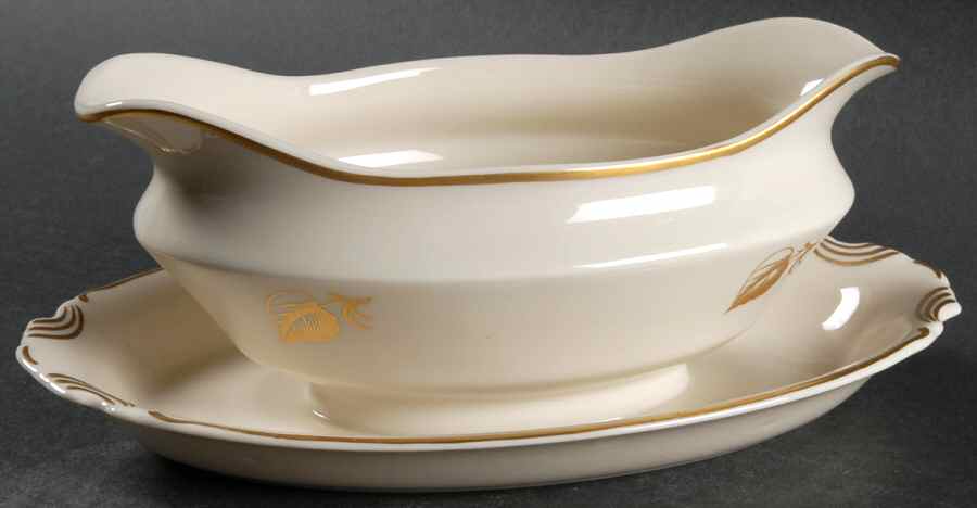 Roseleaf Gravy Boat with Attached Underplate by Syracuse-1