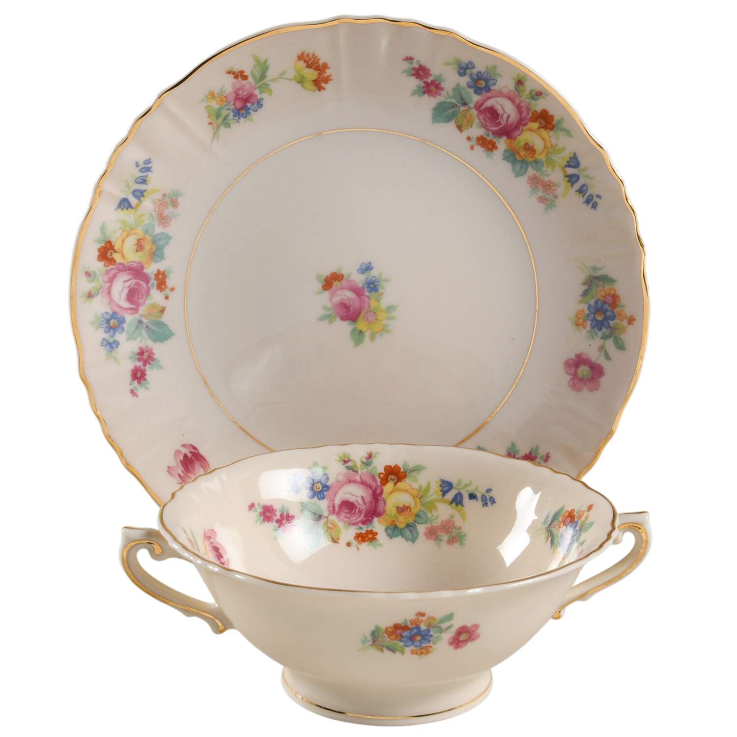 Rosemoor Footed Cream Soup Bowl & Saucer Set by Syracuse-1