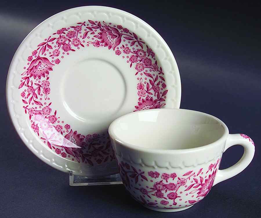 Roxbury-Red (No Trim) Flat Cup & Saucer Set by Syracuse-1