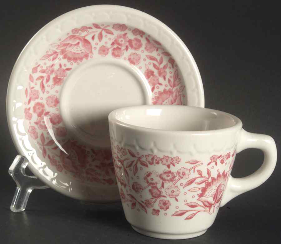 Roxbury-Red (No Trim) Flat Cup & Saucer Set by Syracuse-1