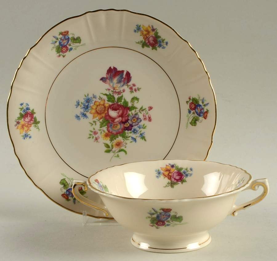 Santa Rosa Footed Cream Soup Bowl & Saucer Set by Syracuse-1