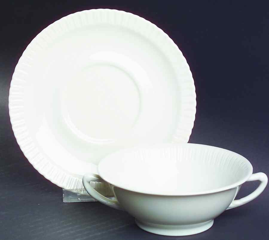 Shelledge Footed Cream Soup Bowl & Saucer Set by Syracuse-1