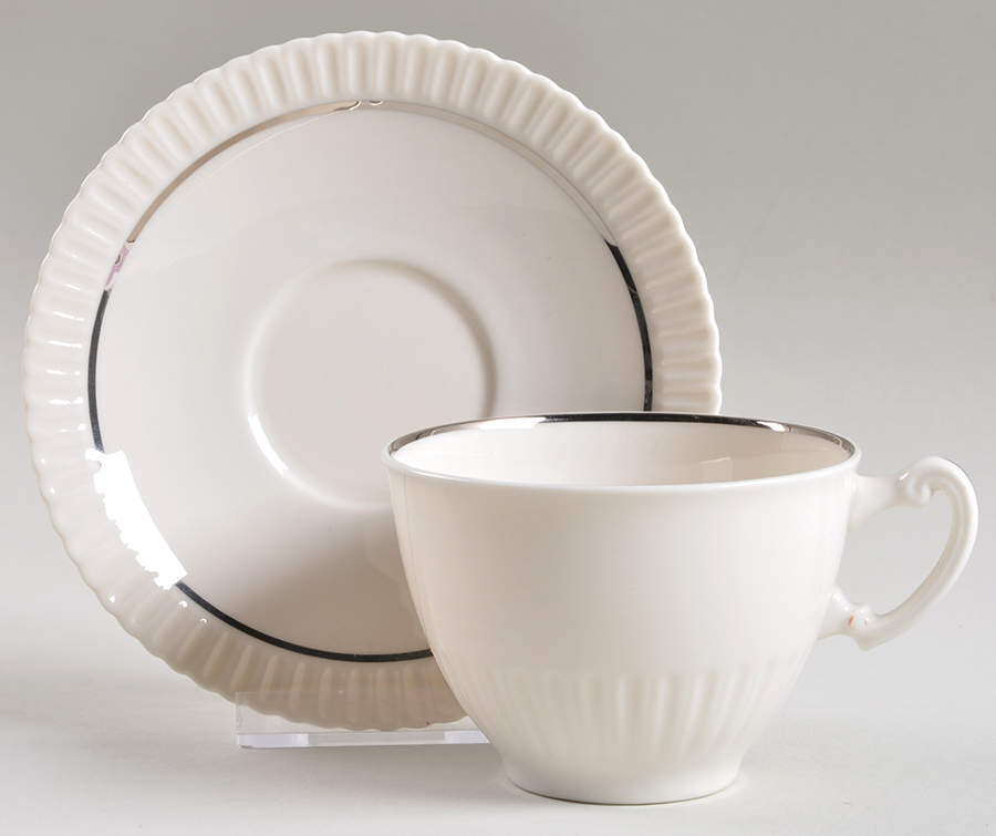 Shelledge Platinum Flat Cup & Saucer Set by Syracuse-1