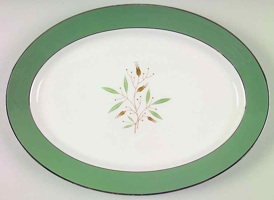 Splendor (Platinum Trim) 12" Oval Serving Platter by Syracuse-1