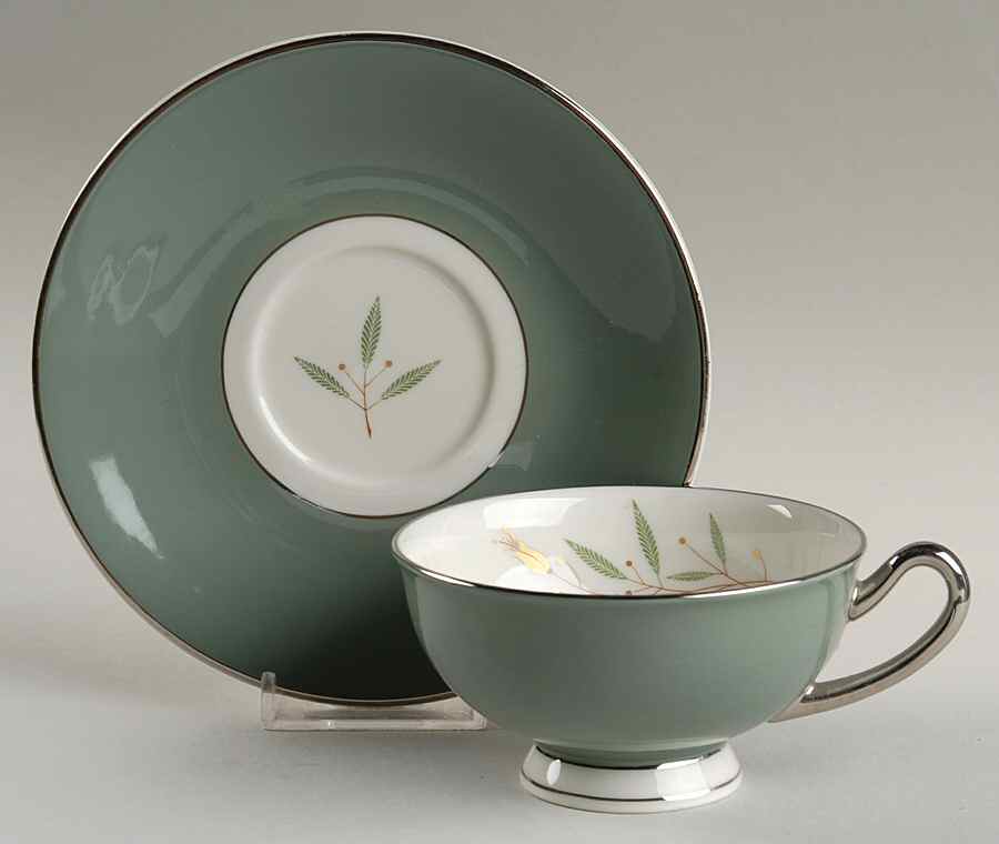 Splendor (Platinum Trim) Footed Cup & Saucer Set by Syracuse-1