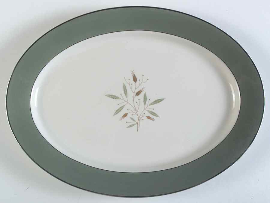 Splendor (Platinum Trim) 14" Oval Serving Platter by Syracuse-1