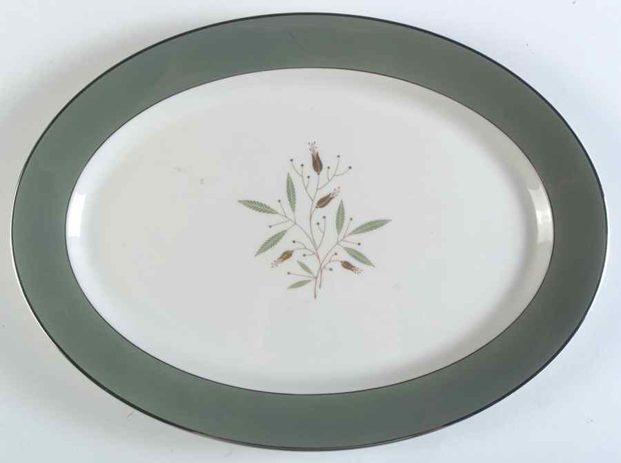Splendor (Platinum Trim) 16" Oval Serving Platter by Syracuse-1