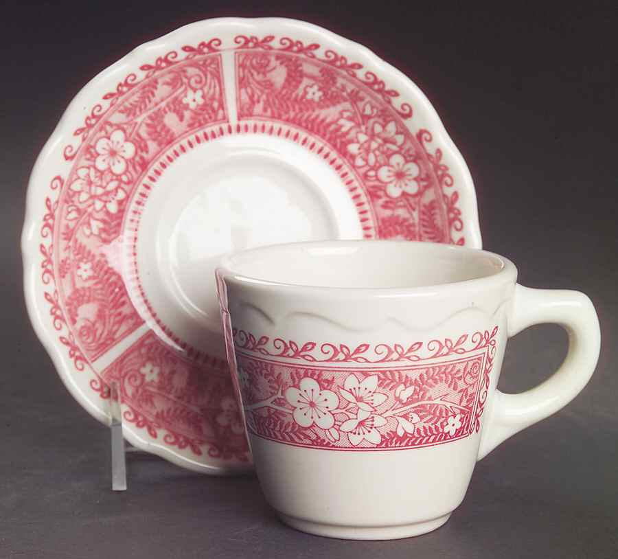 Strawberry Hill Pink Flat Cup & Saucer Set by Syracuse-1