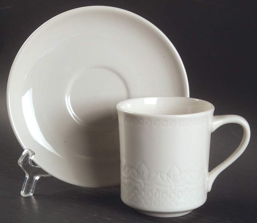 Surf White Flat Cup & Saucer Set by Syracuse-1