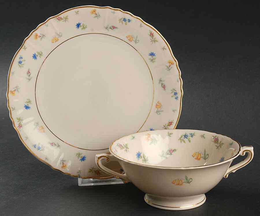 Suzanne Footed Cream Soup Bowl & Saucer Set by Syracuse-1
