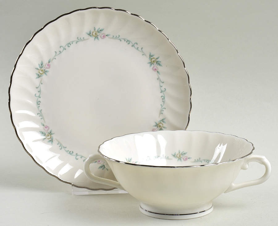 Sweetheart Cream Soup Bowl & Bread Plate/Saucer  Set by Syracuse-1