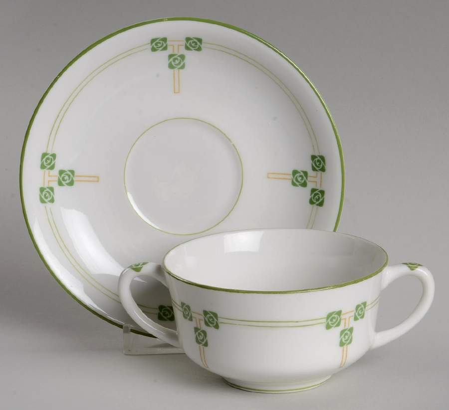 Tudor Rose Flat Bouillon Cup & Saucer by Syracuse-1