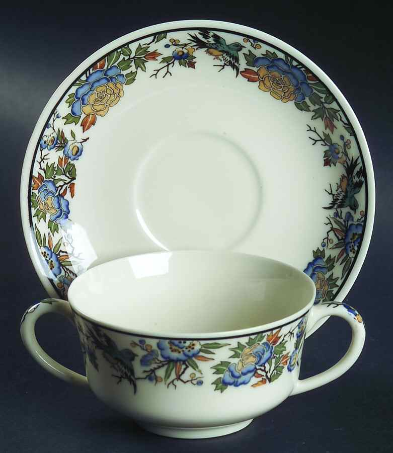 Tapestry Footed Bouillon Cup & Saucer by Syracuse-1