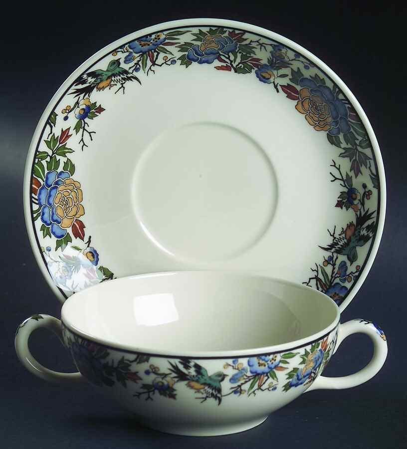 Tapestry Flat Cream Soup Bowl & Saucer Set by Syracuse-1