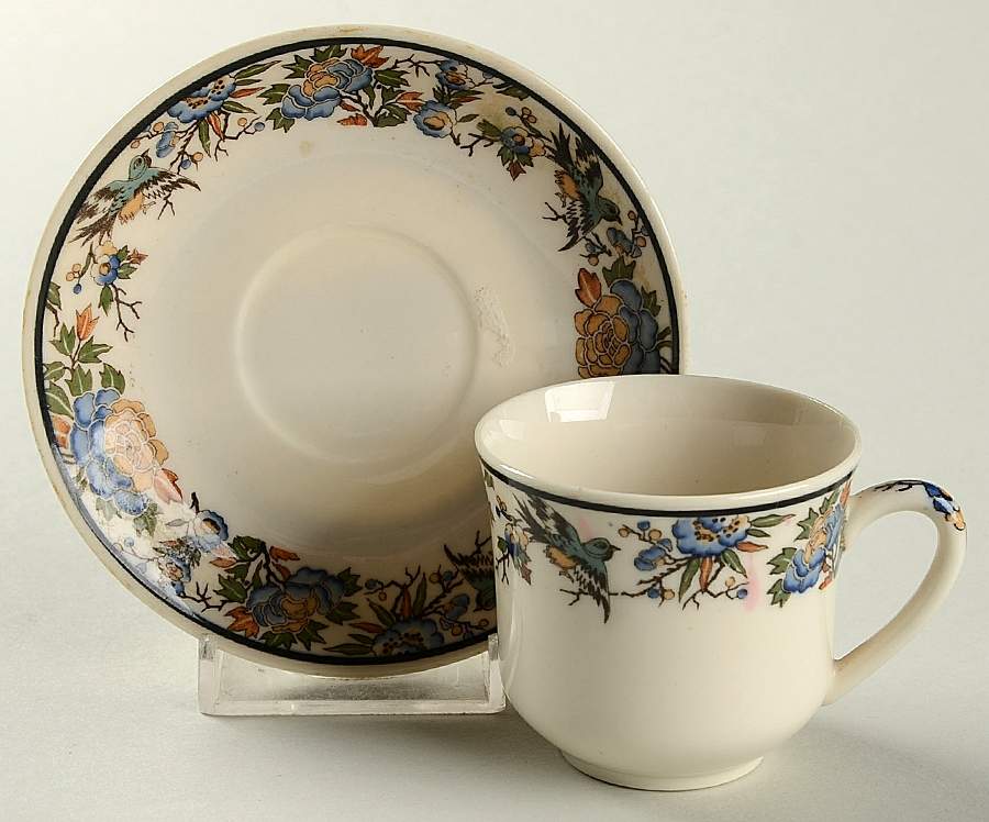 Tapestry Footed Demitasse Cup & Saucer Set by Syracuse-1