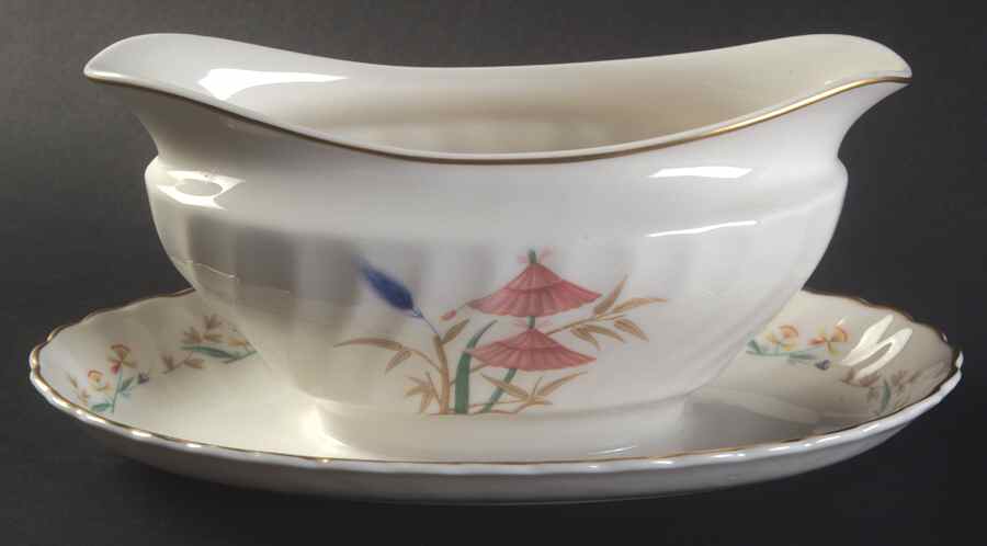 Temple Bells Gravy Boat with Attached Underplate by Syracuse-1