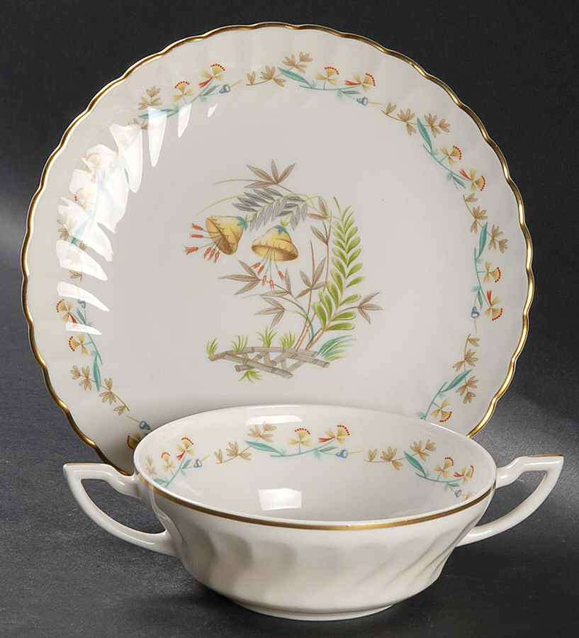 Temple Bells Flat Cream Soup Bowl & Saucer Set by Syracuse-1