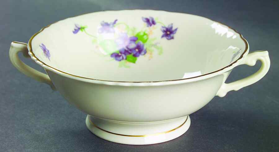 Violets Footed Cream Soup Bowl by Syracuse-1