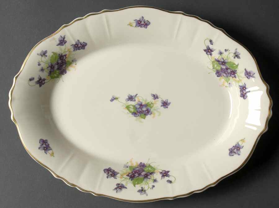 Violets 12" Oval Serving Platter by Syracuse-1