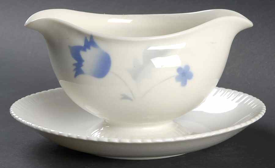 Vogue Blue Gravy Boat with Attached Underplate by Syracuse-1