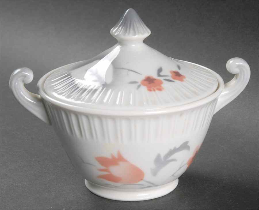 Vogue Coral Sugar Bowl & Lid by Syracuse-1