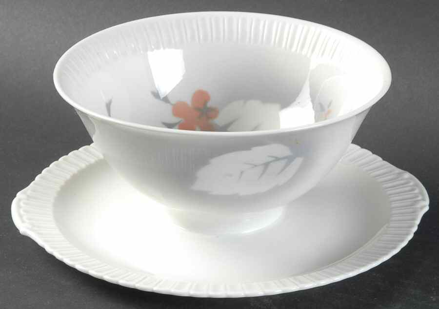 Vogue Coral Gravy Boat with Attached Underplate by Syracuse-1